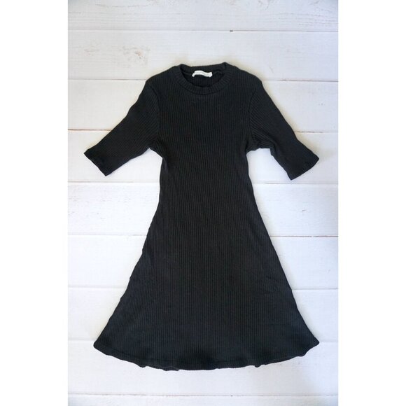 Zara Dresses & Skirts - Zara Trafaluc Black Ribbed Knit Fit & Flare Dress -  Size S